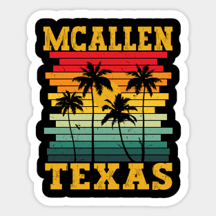 Mcallen Texas Retro Tropical Summer Palm Trees Sticker